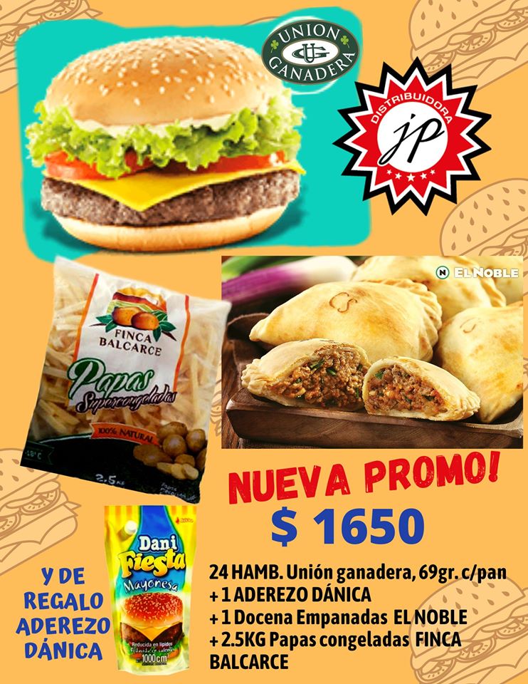 Promoción de hamburguesas distribuidora JP